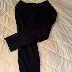 Counterparts Black Straight-Leg Pull-On Pants with Ankle Button Detail